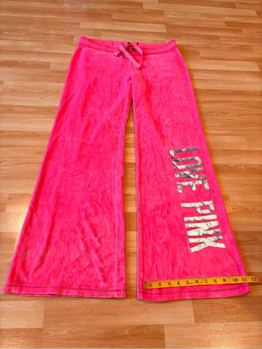 PINK Victoria's Secret Y2K Vintage Pink Velour Wide Leg Sweatpants